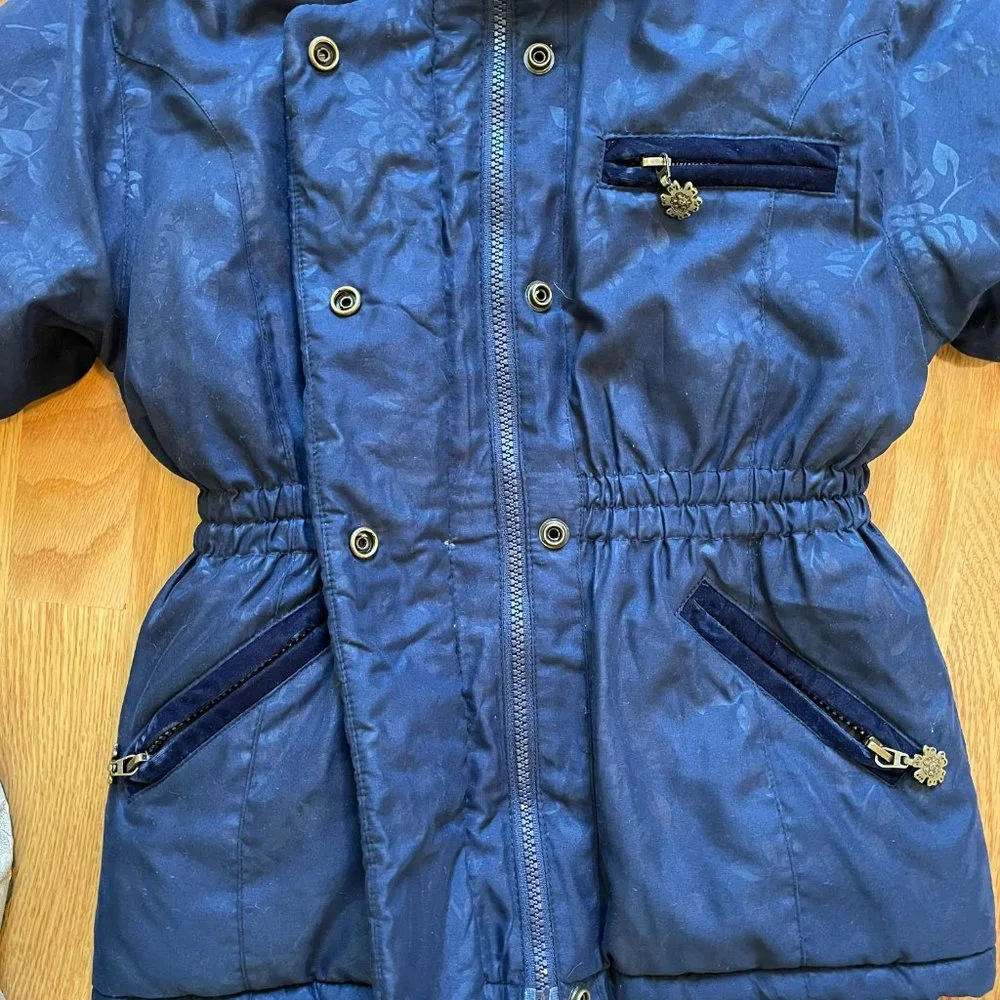 Rothschild Hooded Winter Coat/Jacket Snowflake Pattern Blue Girls Size L (4)